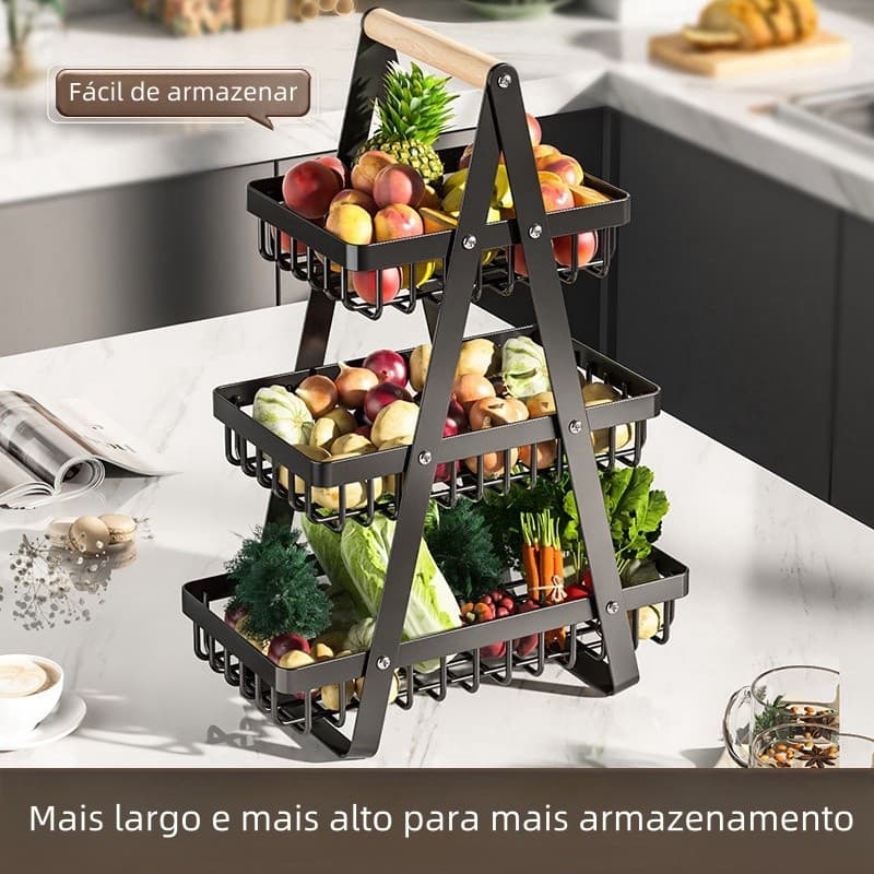 Fruteira de Mesa Premium 2 Andar 3 Andar  Cesta de Frutas e legumes Armazenamento de Cosméticos ES