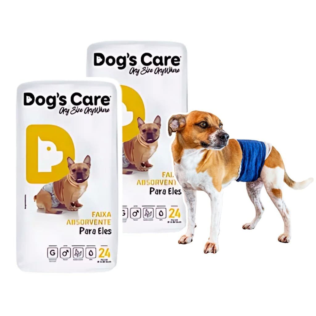 Kit 48 Fraldas p/ Pet Macho Tam G + Protetor de Fralda Tam 6