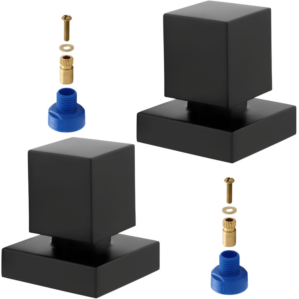 Combo 2 Acabamento Para Registro De Chuveiro Quadrado Preto Luxo Metal e Conversor Docol Para Deca