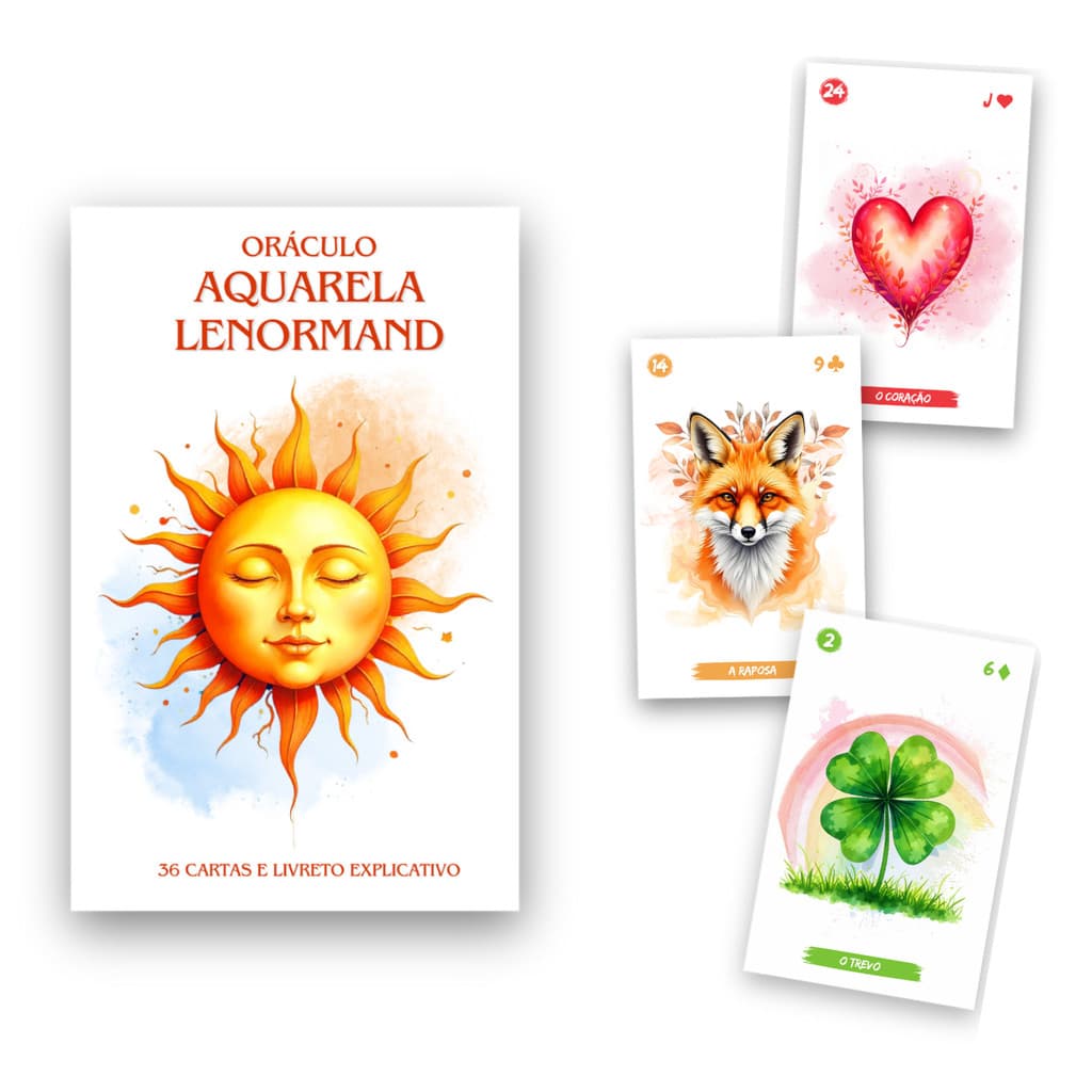 Baralho Cigano Aquarela Lenormand Tarot 36 Cartas Plastificadas