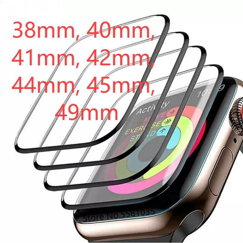 Película de Cerâmica 3D/9D Curvada para Apple Watch Series 38mm, 40mm, 41mm, 42mm, 44mm, 45mm, 49mm, S10/42MM, S10/46MM