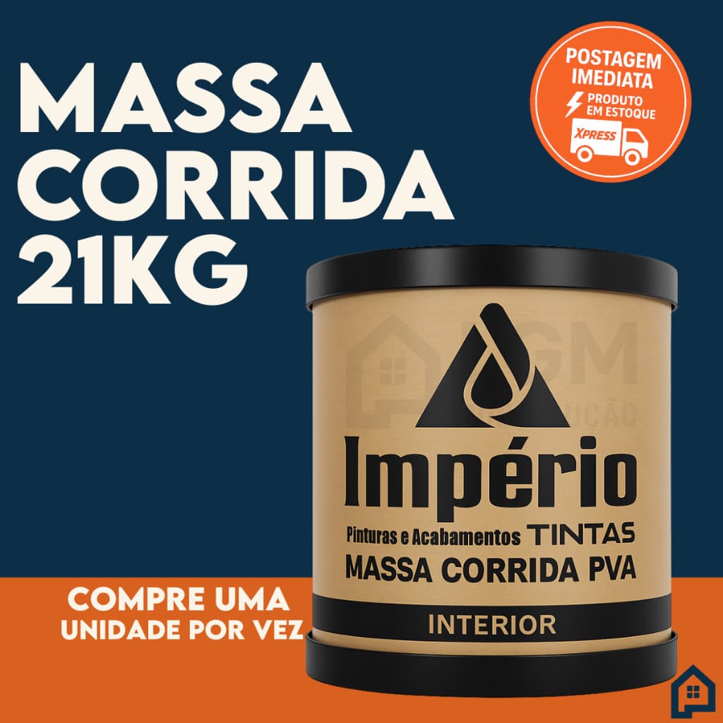 Massa Corrida Premium Pva Império 1,5kg 21kg Acabamento Nivelador Fácil Aplicação - branca parede