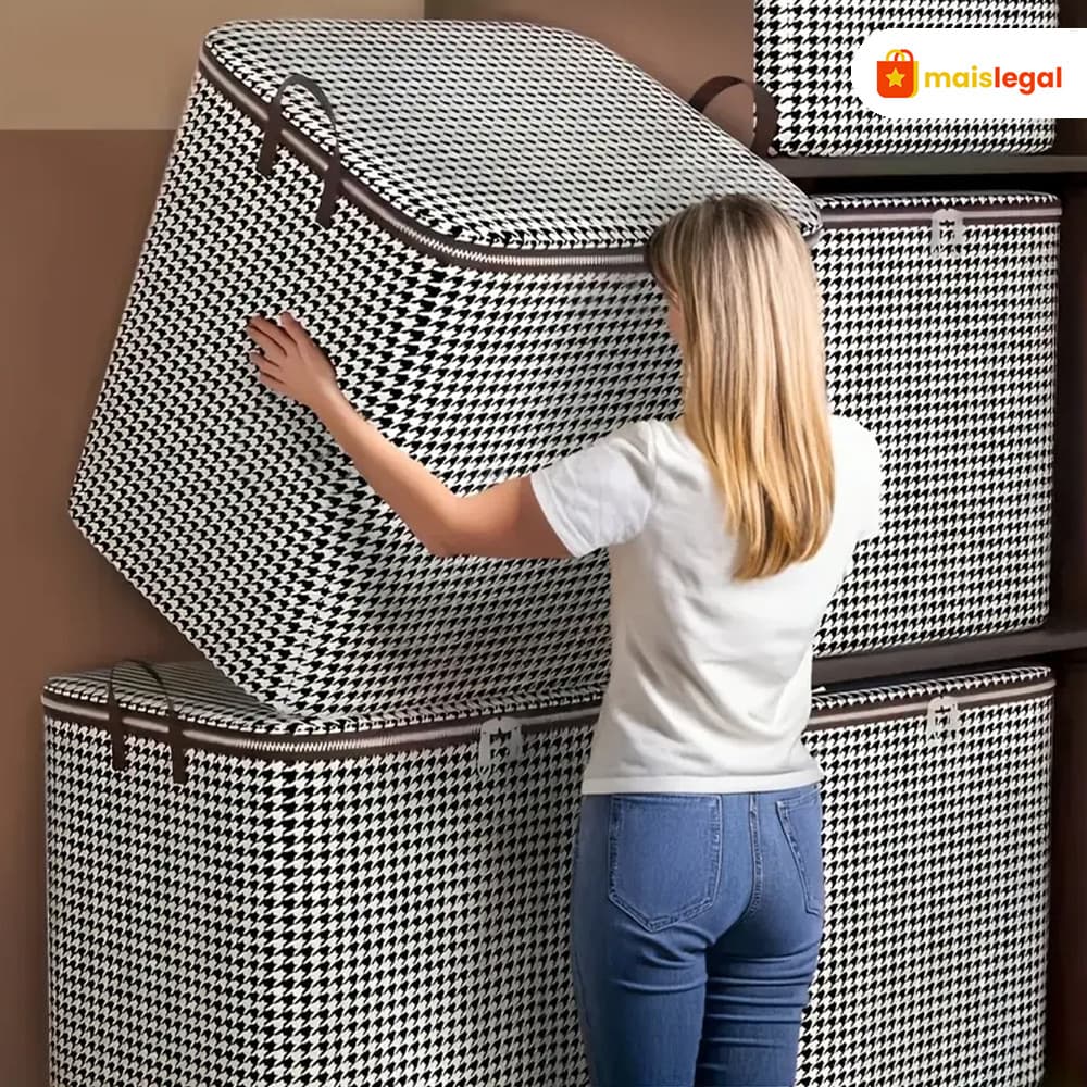 Caixa de Armazenamento Resistente para Edredons, Mantas e Têxteis – KIT 100L/140L/180L