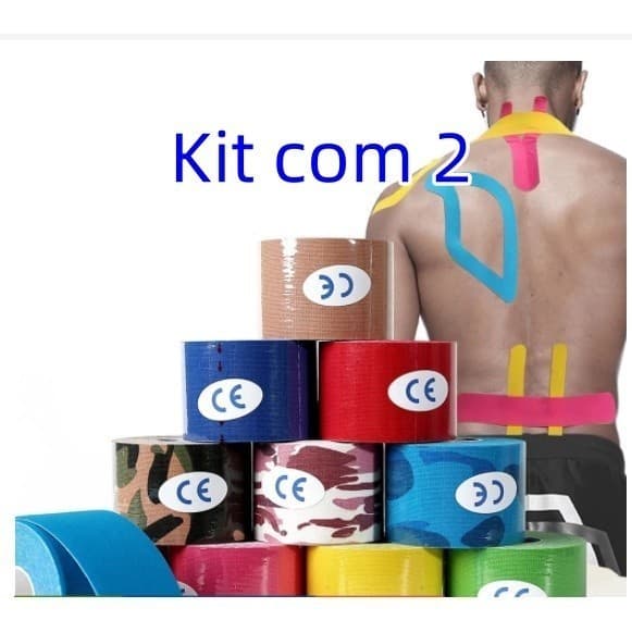 Kit 2 Fita Knesio Tape Bandagem adesiva funcional alivia a dor lesão atleta