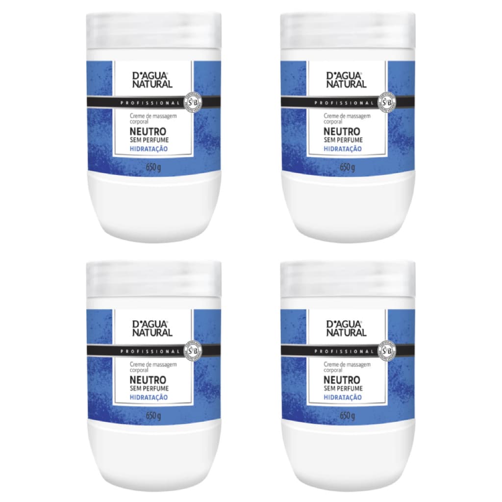 Dagua Natural Creme de Massagem Neutro 650 Gramas Kit com 4