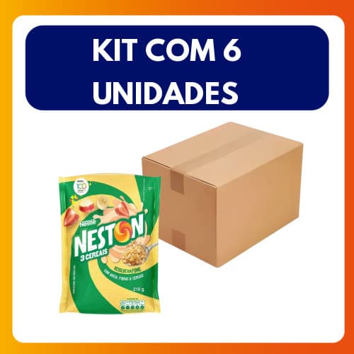 Kit com 6  Cereal Flocos Neston 3 Cereais 210g Sache