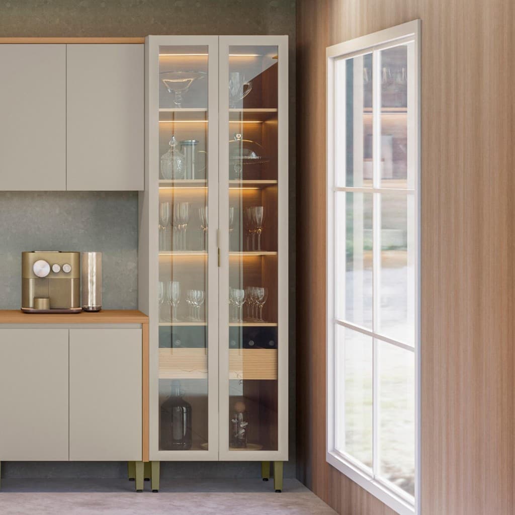 Cristaleira 2 Portas 1 Gaveta e Led Allure Linea Brasil