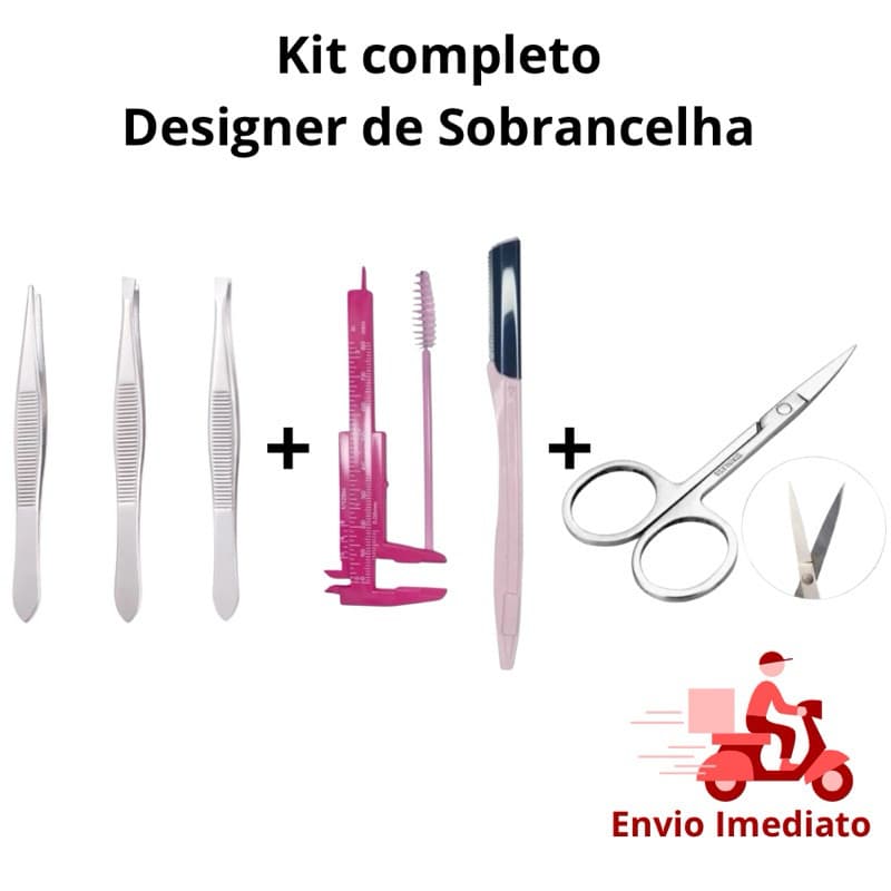 Kit Para Designer De Sobrancelhas/3ponta diferente-3-Ponta Reta/Navalha p/ Designer de Sobrancelha