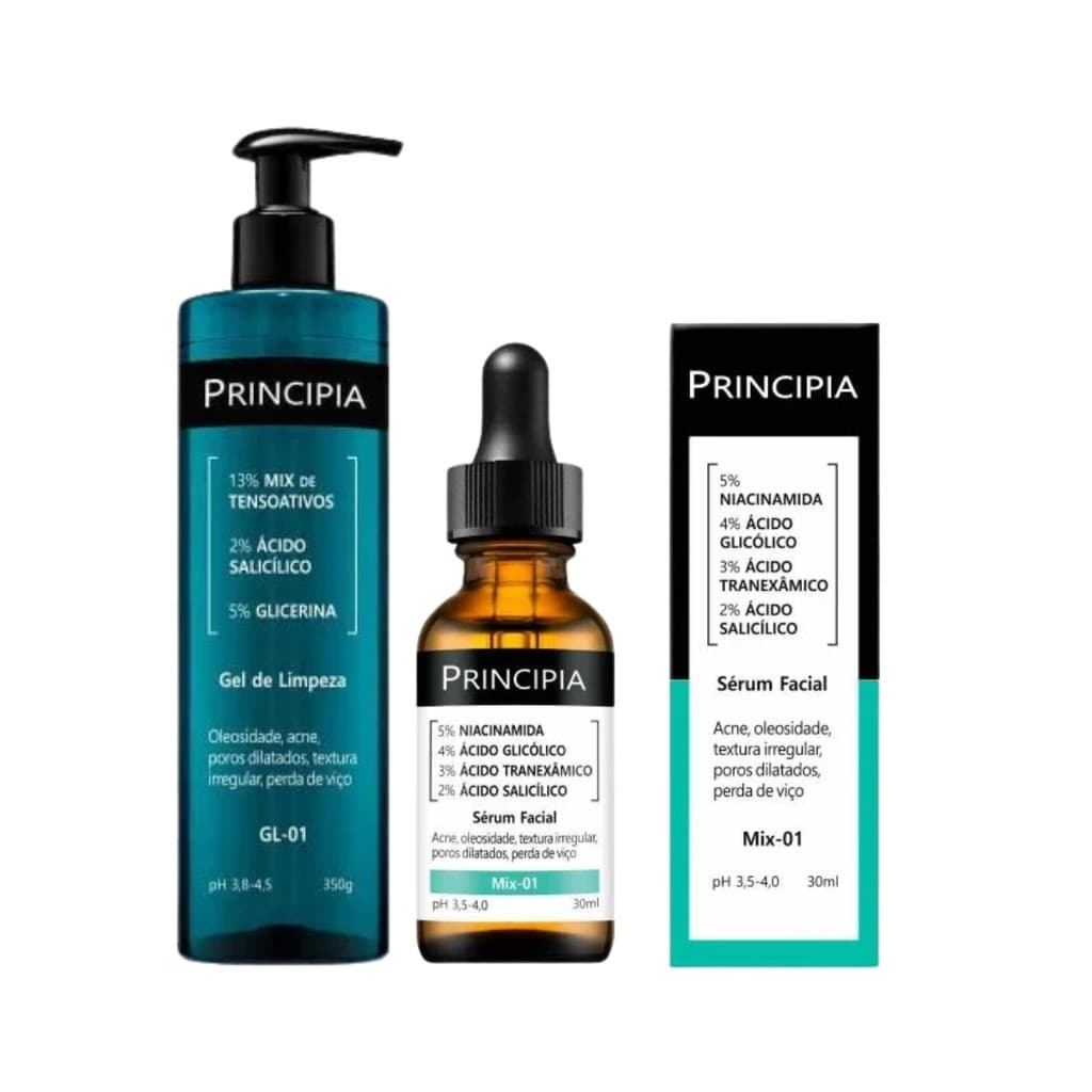 Kit Anti-Oleosid ade Principia: Gel Limpeza GL-01 + Sérum Mix-01