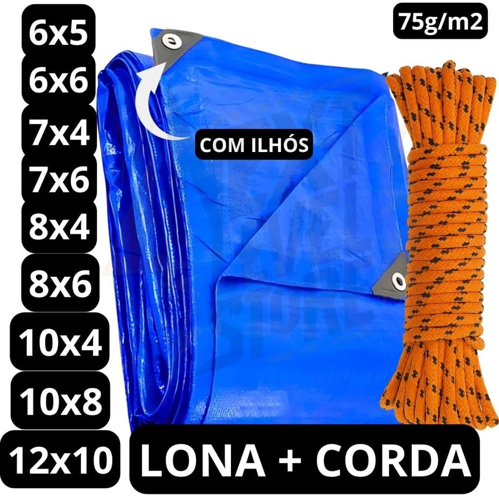 Lona Impermeavel 10x8 4x8 6x8 12x10 4x7 6x7 4x10 5x6 6x6  Construção Piscina Reforçada + Corda