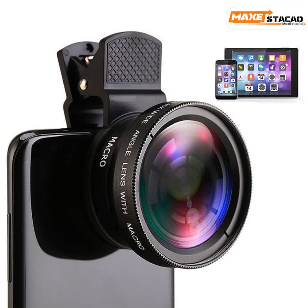  Kit de Clip de Lente HD Externa para Celular 2 em 1 Lente De Telefone Celular Profissional 0.45X Lente De Ângulo Amplo 
