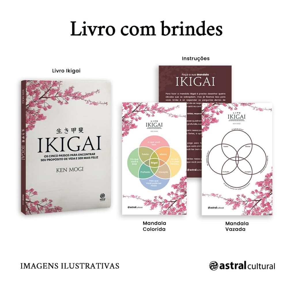 Ikigai: Os cinco passos para encontrar seu propósito de vida e ser mais feliz Com Brinde -MKP