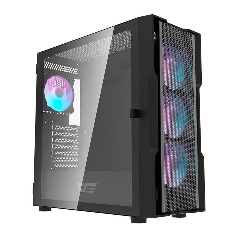 GABINETE GAMER AIGO DARKFLASH DK431 MESH MID-TOWER LATERAL DE VIDRO COM 4 FANS PRETO DK431-MESH-4F