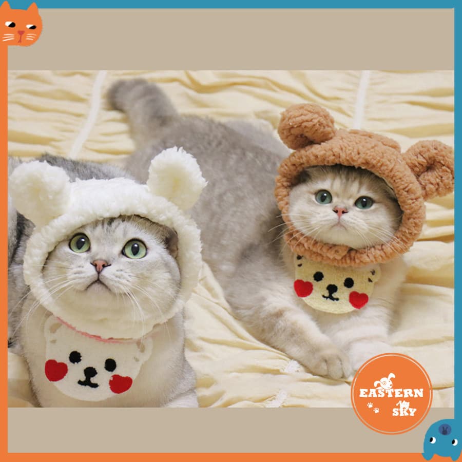 Chapéu De Animal De Estimação Pelúcia Capacete De Gato Bonito Cachorro Pequeno De Malha Vestido De Cabeça Quente