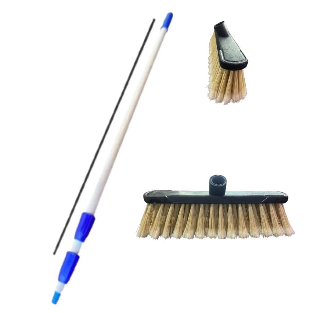 VASSOURA ESFREGÃO LAVA PLACA SOLAR NYLON COM CABO EXTENSOR 3 MTS (P CLEAN)