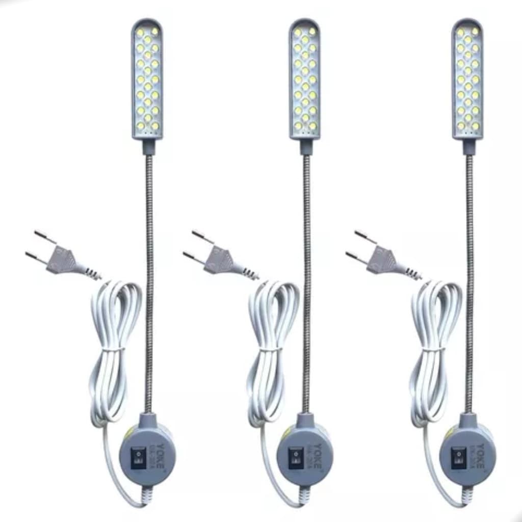 3 Peças Luminária Lâmpada 20 Led Maquina Costura Bivolt Yoke