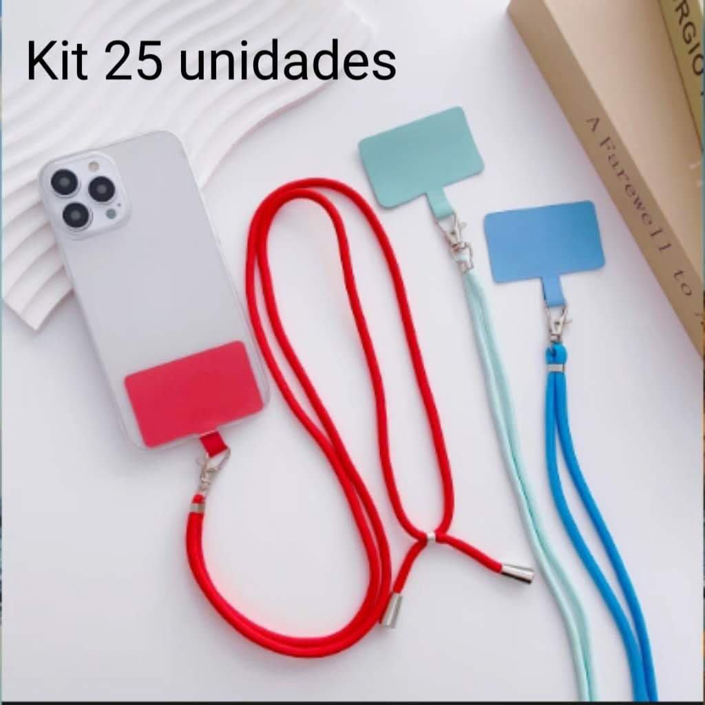 Kit 25 Cordão Para Celular Universal Alça De Pescoço E Pulso
