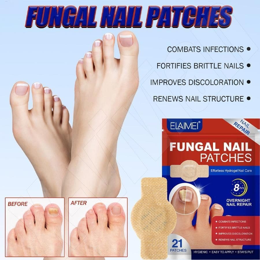 Patches De Unha 21 Peças , Reparação Noturna , Adesivos Respiráveis , Descoloração De Rachaduras , Cuidados Com Os Pés ,