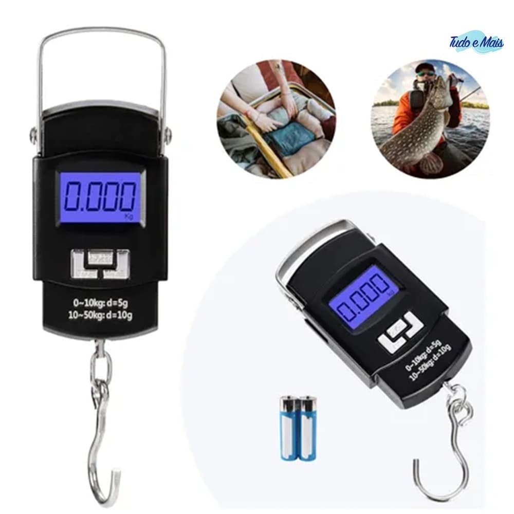 Balança Digital 50kg Com Tela LCD Bagagem Mala Viagem Pesca Camping Emergência