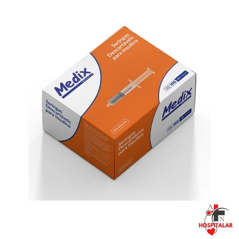 Seringa de Insulina 1ml 100UI SEM AGULHA - kit com 50/100 e 200 Unidades