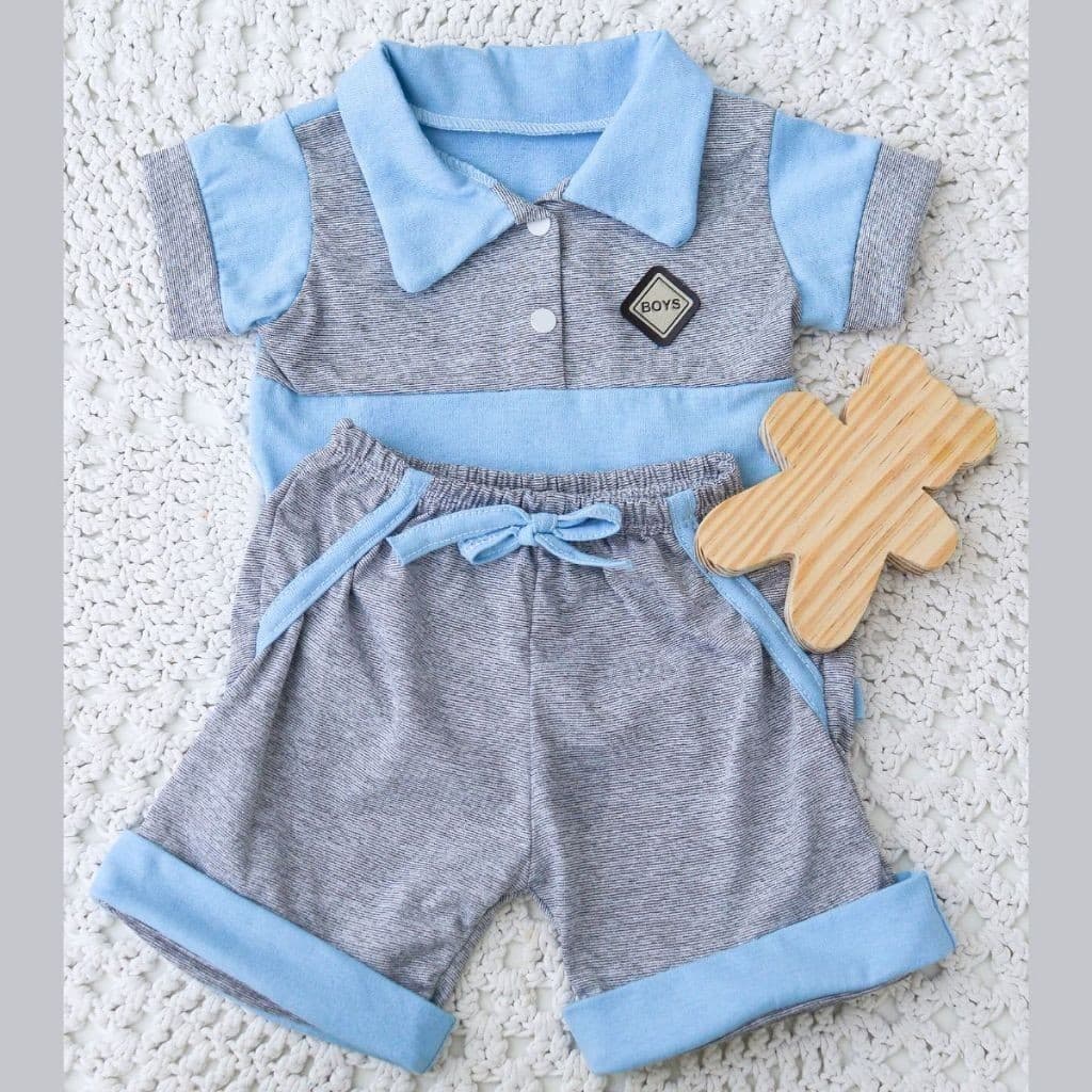 Conjunto bebê Menino Mauricinho linha baby com camiseta polo e shorts Recém Nascido até 6 meses