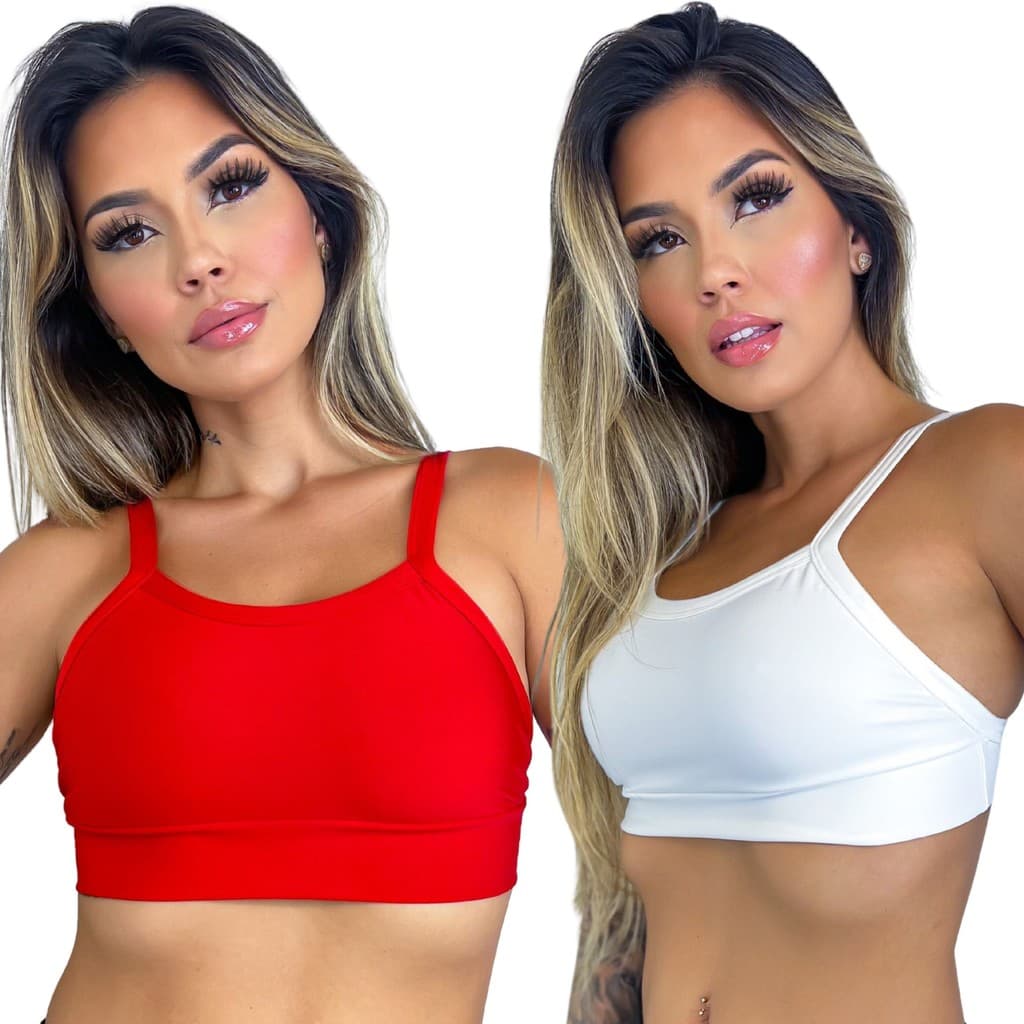 Kit 2 Top Academia Feminino Fitness Estilo Cropped Feminino