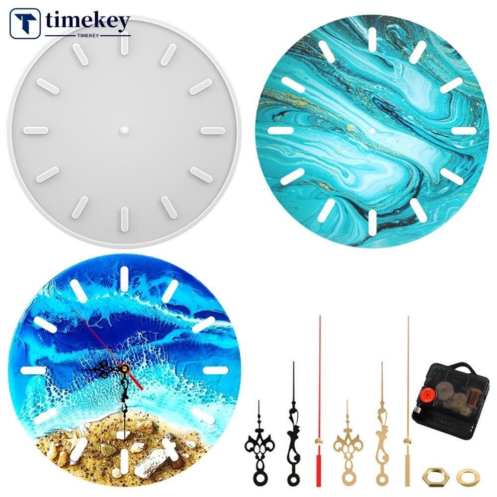 TIMEKEY Relógio Molde De Silicone Artesanato Artesanal Redondo Moldes De Resina Epóxi DIY Parede Pendurado Jóias Fazendo