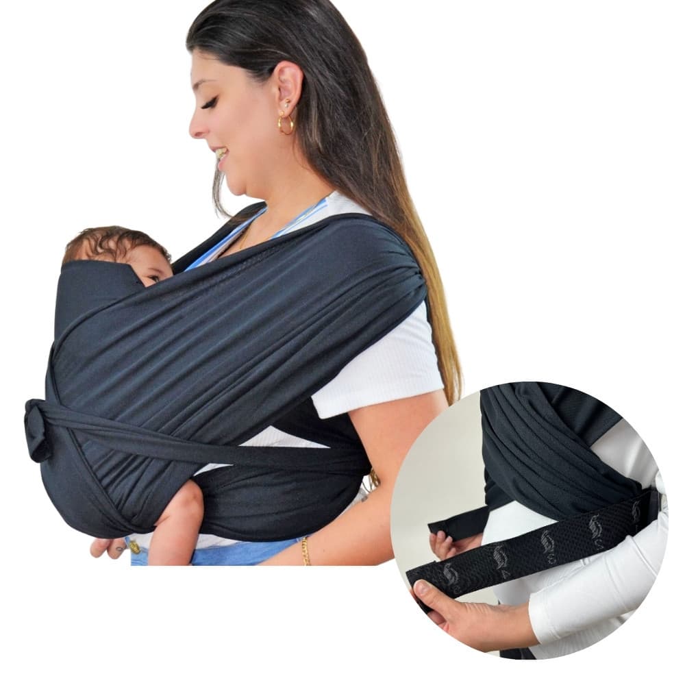 Kit Sling Canguru Carregador Bebe De vestir Ajustável Preto Little Beni