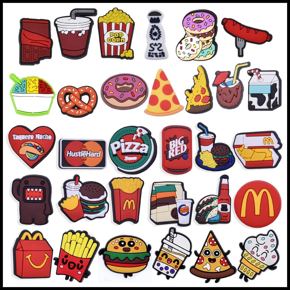 Sapato Encantos Decorações Pinos Colorido Fast Food MacDonald Sobremesa DIY Sapatos Charme Botão