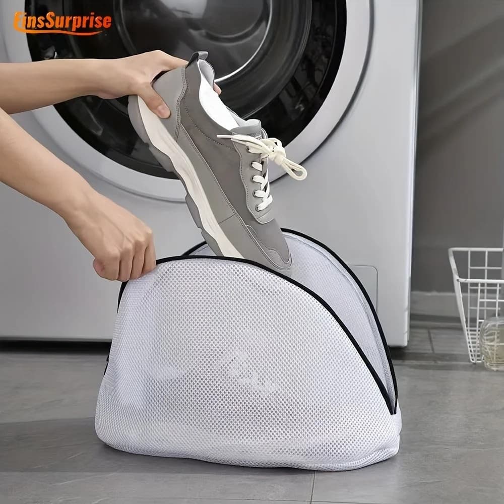 Saco De Lavagem De Sapatos De Malha Branca De Grande Capacidade Drawstring Anti Deformação Roupa Íntima
