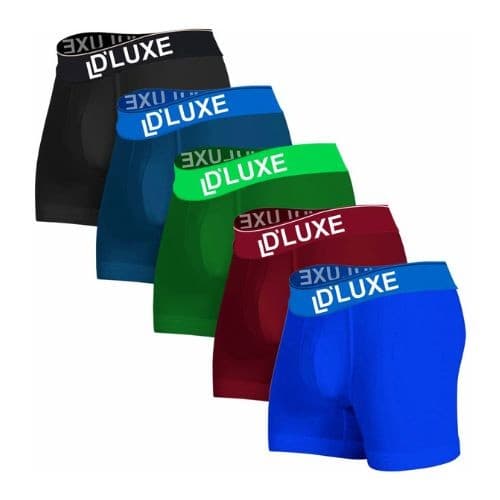 KIT 5 CUECA BOXER BOX ALGODÃO CUECAS D'LUXE