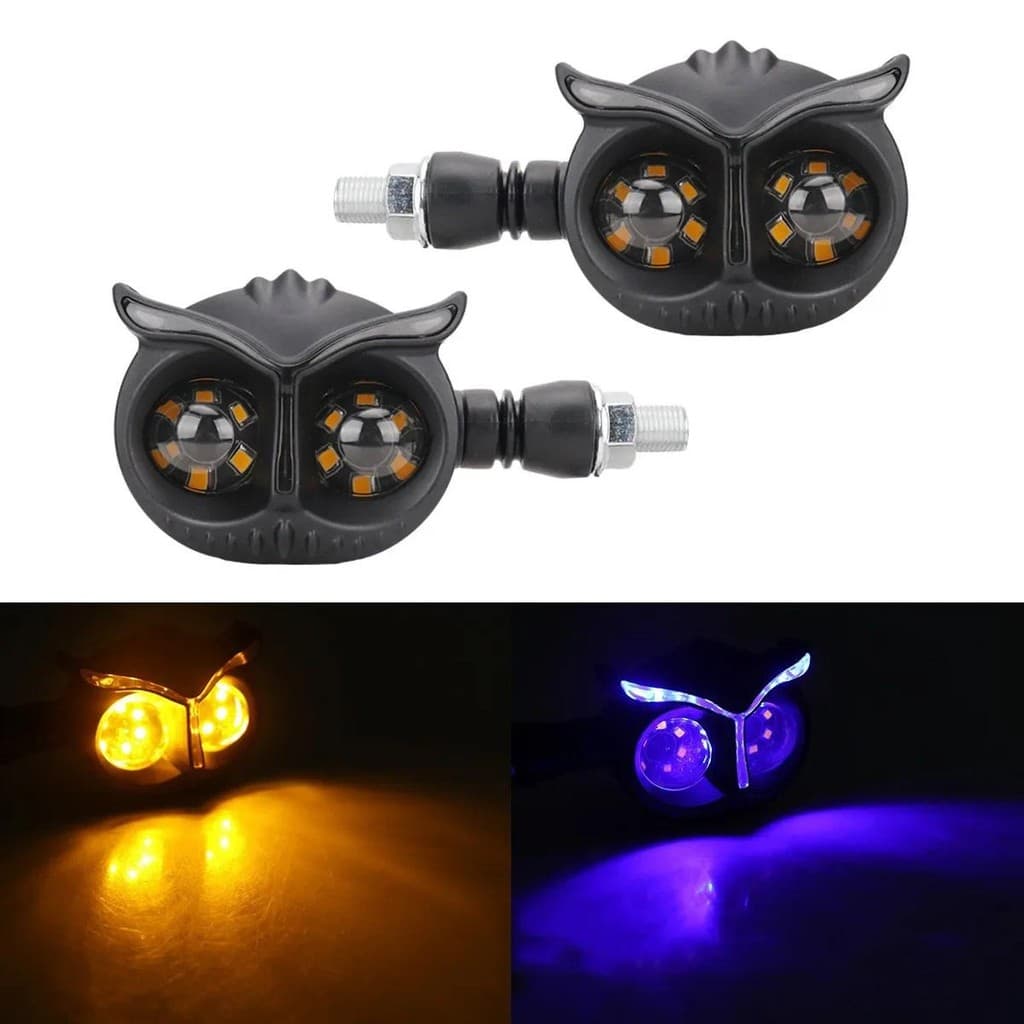2 Pçs Motocicleta Coruja Turn Signal Light Moto Âmbar Indicadores Pisca Luzes De Corrida Universal 12V Acessórios Da Lâm