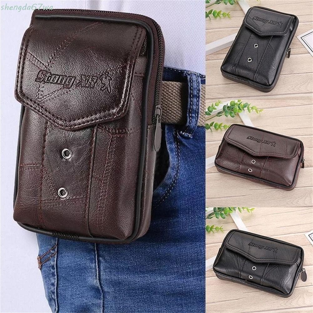 Bolsa Masculina Para Telefone SHENGDA , Design Delicado , Textura Clássica , Bolsas Celular , De Cintura De Cor Sólida