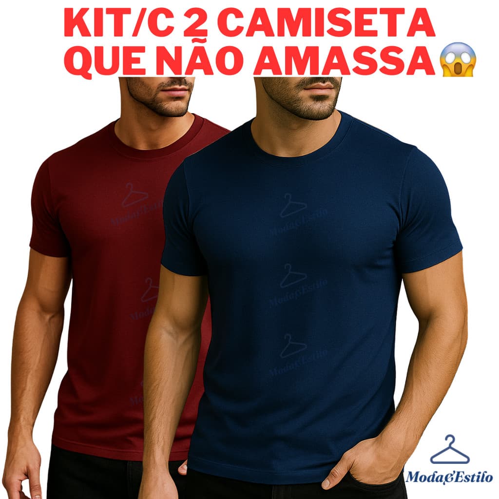 KIT/C 2 Camisa Masculina Dry Fit Premium Lisa Academia Corrida Casual Esportes