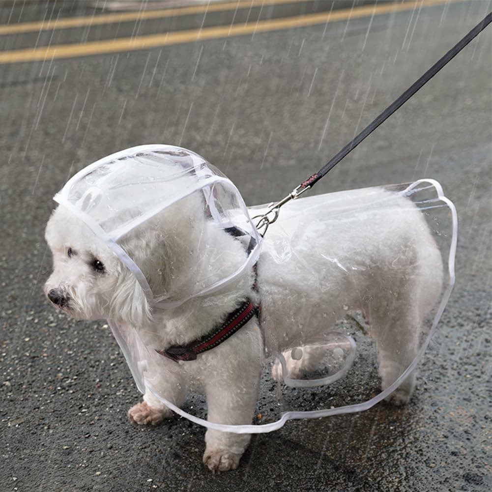 Capa De Chuva Para Cães Transparente Impermeável / Jaqueta Com Capuz Para Animal De Estimação