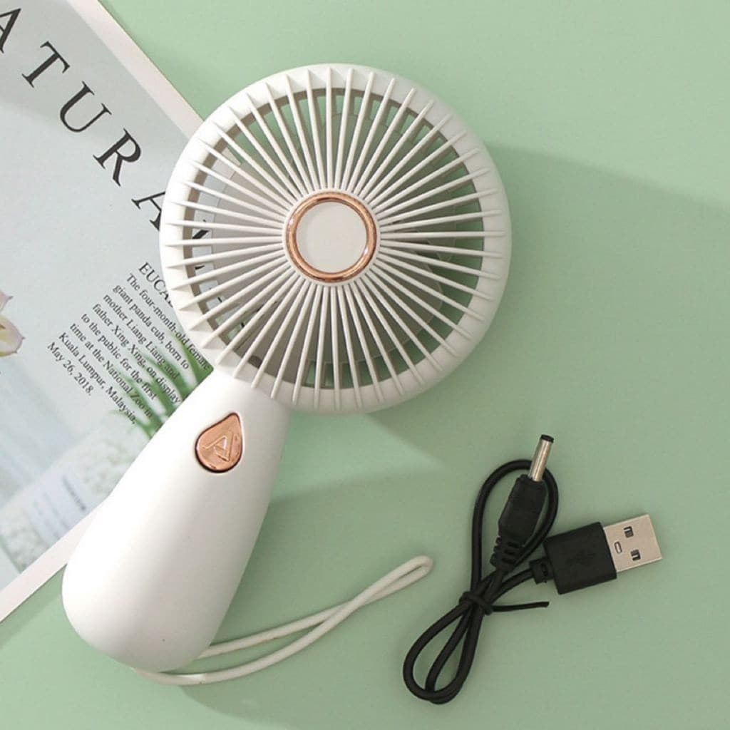 Mini Ventilador Portátil De Mão Fofa Kawaii Com Led Recarregavel Usb