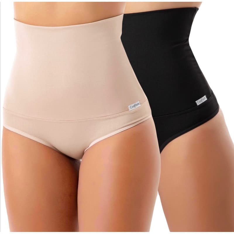 Kit 2 Calcinha Cinta Modeladora Cintura Compressão Seca Barriga Cós Super Alto Confortável Discreta