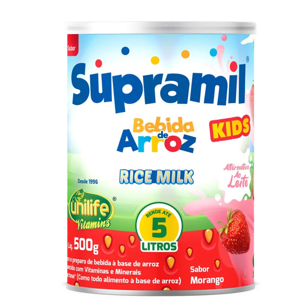 Bebida De Arroz Kids S/ Lactose Morango 500g Unilife