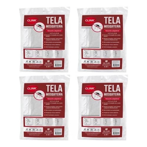 Kit 4 Tela Mosquiteira Janela Velcro Ajustável Anti Insetos