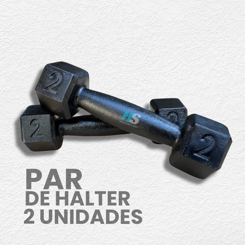 Par de Halter Sextavado 02kg Pintado- peso de academia 02kg- 2 unid
