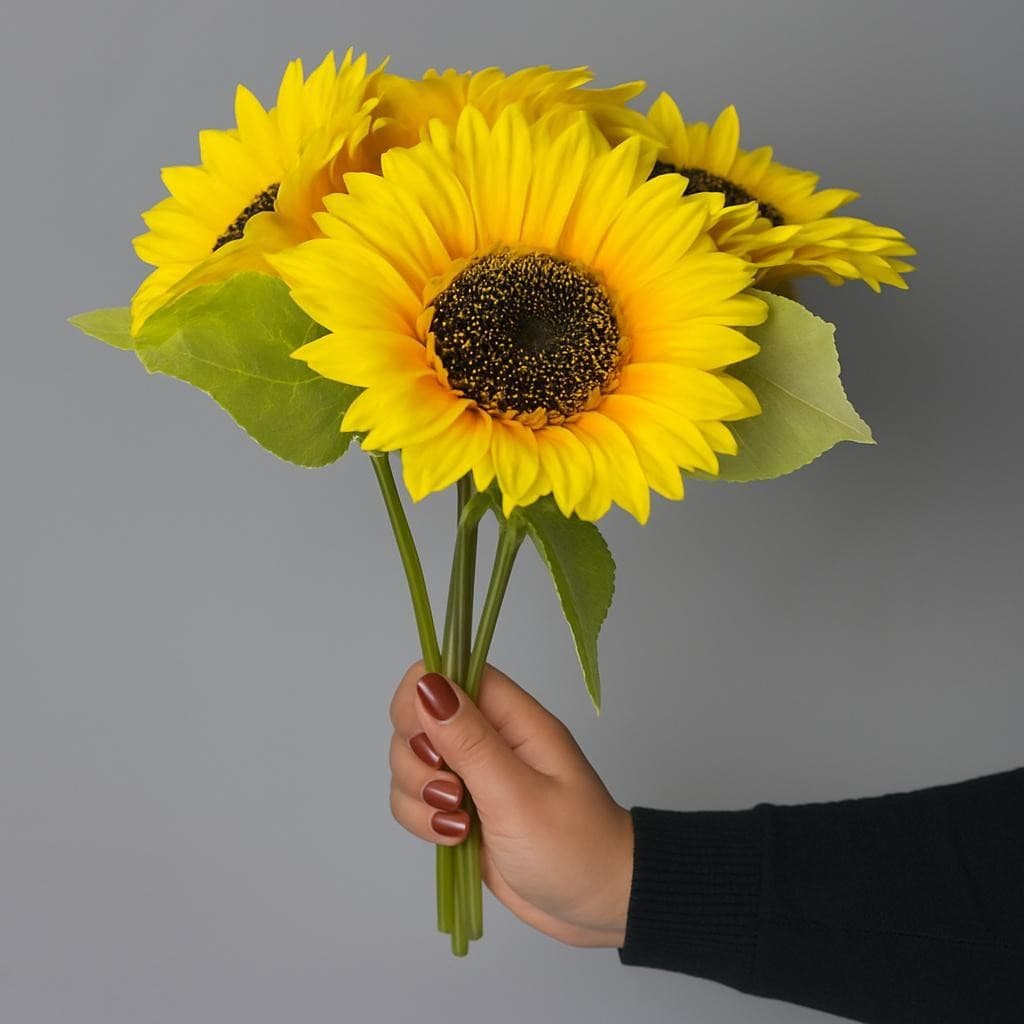 Kit 4 Galho Haste Girassol Artificial 40cm Decoração Premium 2025