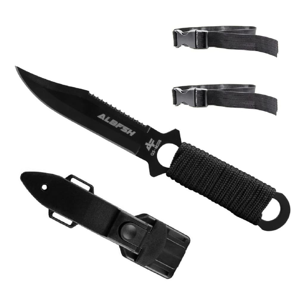 Faca Tatica Militar Esportiva Caça Mergulho Pesca Com Bainha
