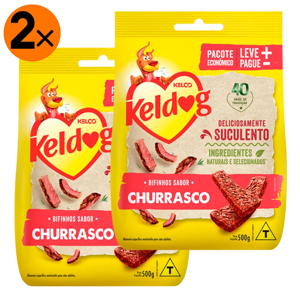 Kit 2 Bifinho Keldog para Cães Sabor Churrasco  - 500 g