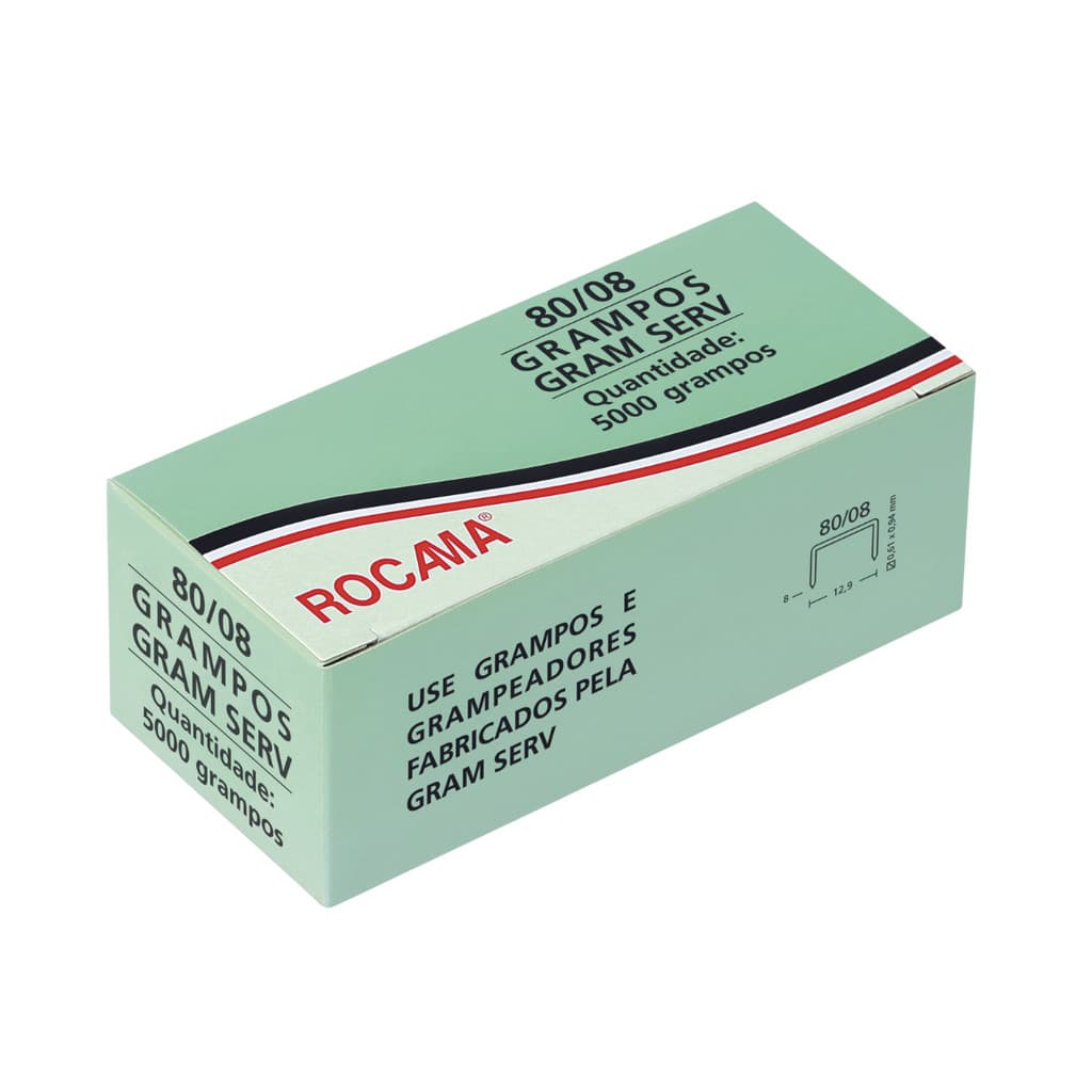 Grampo 80/08 Galvanizado Rocama (caixa c/ 5000 grampos)