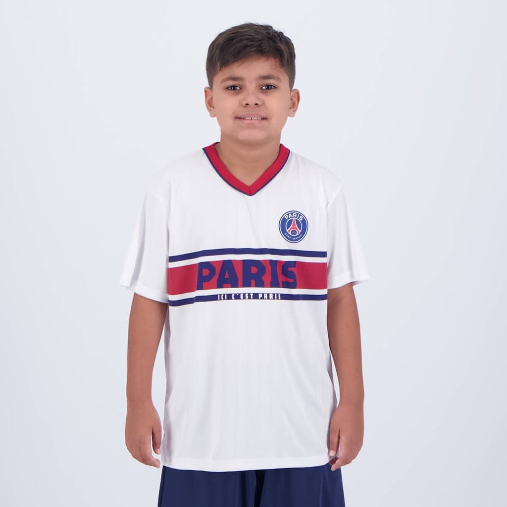 Camisa PSG Wit Infantil Branca
