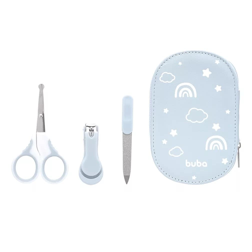 Kit Higiene Bebê Cuidados Manicure Lixa Cortador de Unha Tesoura Com Estojo Buba