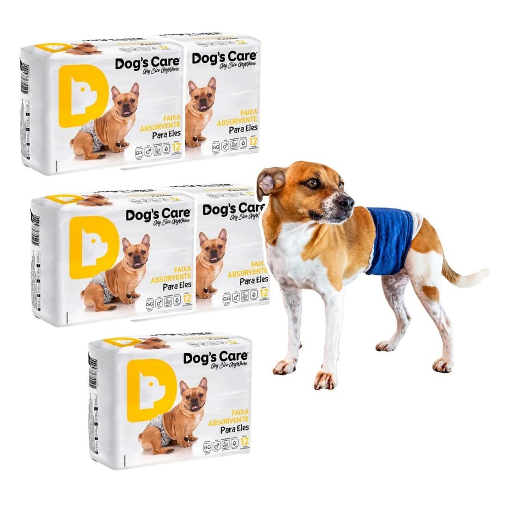 Kit 60 Fraldas p/ Pet Macho Tam GG +Protetor de Fralda Tam 7