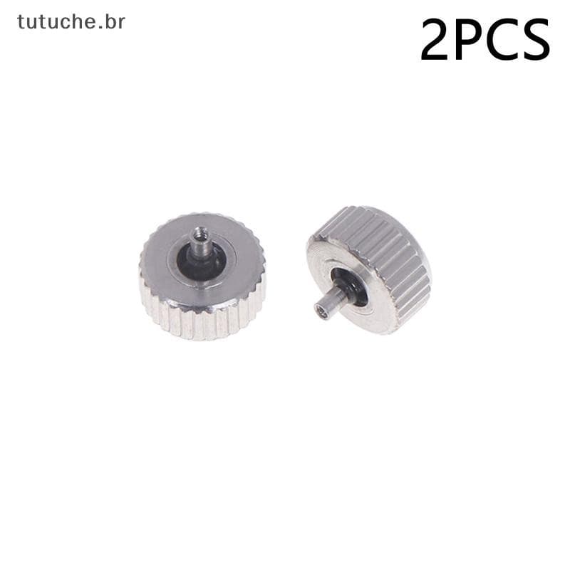 TU 2 Peças Coroa De Relógio De Aço Cor Prata 4.5mm A 7mm De Diâmetro Com Poste Longo Para Reparo De Coroas BR