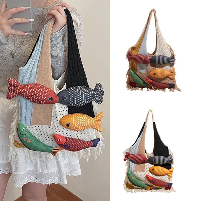 AA * Bolsa Espaçosa Em Formato De Peixe Nas Axilas Bolsas De Ombro Essenciais De Poliéster Para Mulheres