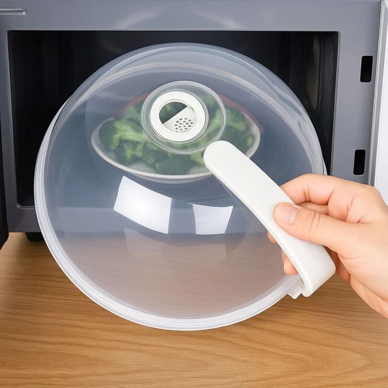 Tampa Para Microondas Protetora Alimentos Transparente Com Alça Anti Sujeira Comida